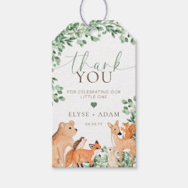 Woodland Animals Green Baby shower Favor Tag Cadeaulabel