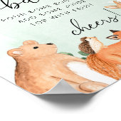 Woodland Animals Green Baby shower Mimosa Bar Sign Poster (Hoek)
