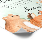 Woodland Animals Green Baby shower Momosa Bar Sign Poster (Hoek)