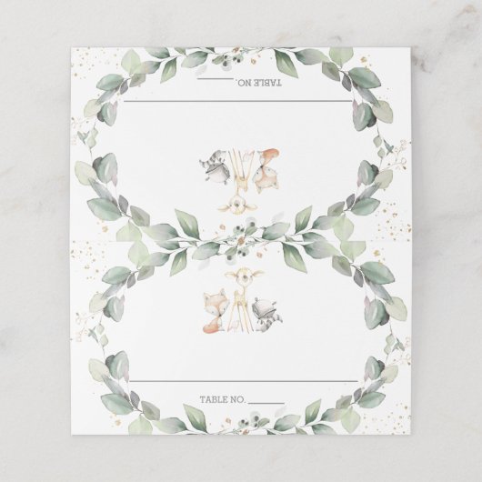 Woodland Animals Green Baby shower Verjaardag Plaatskaartje (Buitenkant ongevouwen)