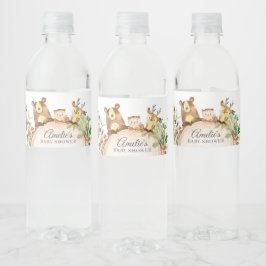 Woodland Animals Green Baby shower Verjaardag Waterfles Etiket