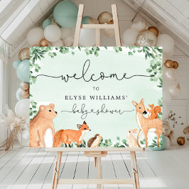 Woodland Animals Green Baby shower Welkomstbord Poster