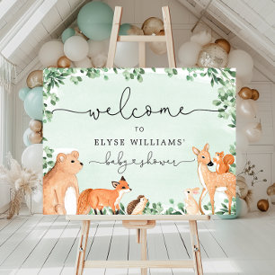 Woodland Animals Green Baby shower Welkomstbord Poster