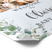 Woodland Animals Green Boy Baby shower Welkom Poster (Hoek)