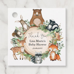Woodland Animals Green Forest Baby shower Party Bedankjes Labels