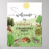 Woodland Animals Green Meadow Script Welkomstbord Poster (Voorkant)