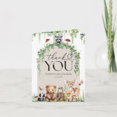 Woodland Animals Green Mushroom Baby shower Bedankkaart (Voorkant)