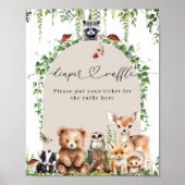 Woodland Animals Green Mushroom Baby shower Poster (Voorkant)