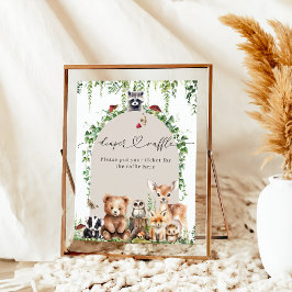 Woodland Animals Green Mushroom Baby shower Poster