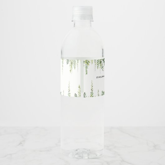 Woodland Animals Green Mushroom Baby shower Waterfles Etiket (Achterkant)