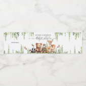 Woodland Animals Green Mushroom Baby shower Waterfles Etiket (Enkel label)