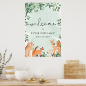 Woodland Animals Green Welcome Sign Poster (Keuken)