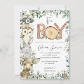 Woodland Animals Green Wood Boy Baby shower Kaart (Voorkant)