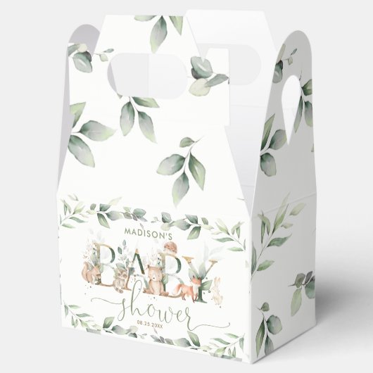 Woodland Animals Greeneral Neutral Baby shower Bedankdoosjes (Geopend)