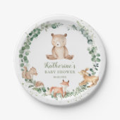 Woodland Animals Greeneral Neutral Baby shower Papieren Bordje (Voorkant)