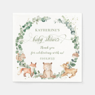 Woodland Animals Greeneral Neutral Baby shower Servet