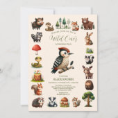 Woodland Animals Greenerd Wild One Birthday Kaart (Voorkant)