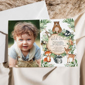 Woodland Animals Greenerd Wild One Birthday Kaart