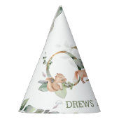 Woodland Animals Greenery 1st Birthday Boy Girl Feesthoedjes (Links)