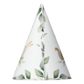 Woodland Animals Greenery 1st Birthday Boy Girl Feesthoedjes (Achterkant)