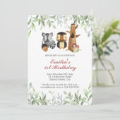 Woodland Animals Greenery 1st Birthday Kaart (Staand voorkant)