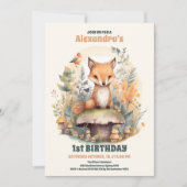 Woodland Animals Greenery 1st Birthday Kaart (Voorkant)