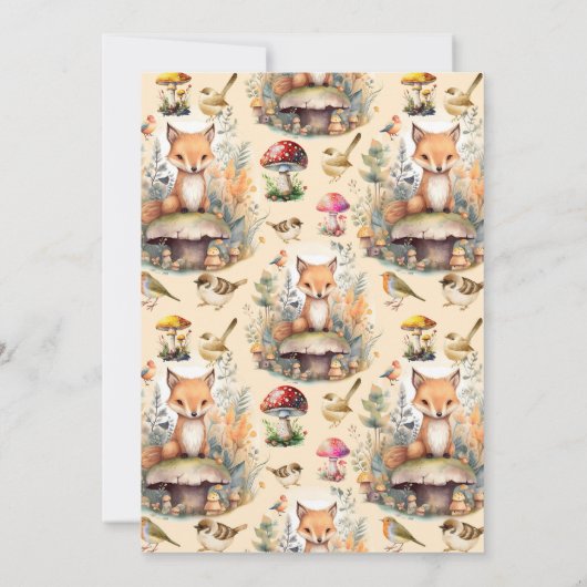 Woodland Animals Greenery 1st Birthday Kaart (Achterkant)