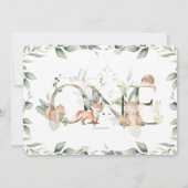 Woodland Animals Greenery 1st Birthday Wild One Kaart (Achterkant)