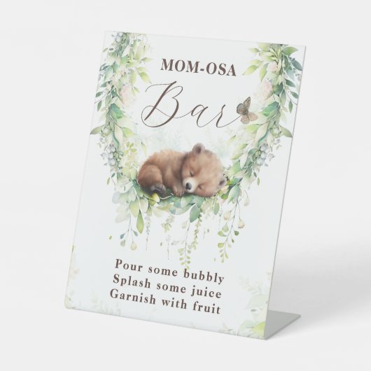 Woodland Animals Greenery Baby Boy Shower Mom-osa Reclamebord Met Voetstuk (Voorkant)