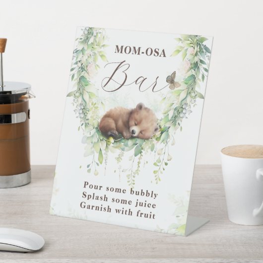 Woodland Animals Greenery Baby Boy Shower Mom-osa Reclamebord Met Voetstuk (Insitu)