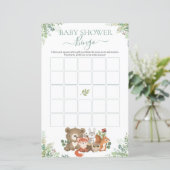 Woodland Animals Greenery Baby shower Bingo Game (Staand voorkant)