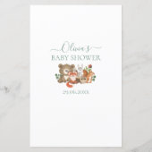 Woodland Animals Greenery Baby shower Bingo Game (Achterkant)