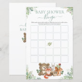 Woodland Animals Greenery Baby shower Bingo Game (Voorkant / Achterkant)