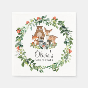 Woodland Animals Greenery Baby shower Birthday Servet