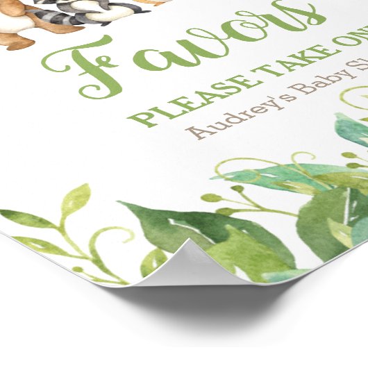 Woodland Animals Greenery Baby shower Favors Sign Poster (Hoek)