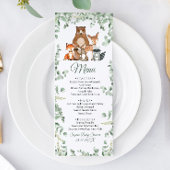 Woodland Animals Greenery Baby shower Flat Menu