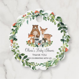 Woodland Animals Greenery Baby shower Hartelijk da Bedankjes Labels