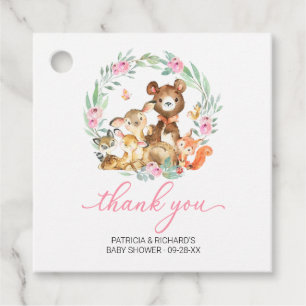 Woodland Animals Greenery Baby shower Hartelijk da Bedankjes Labels