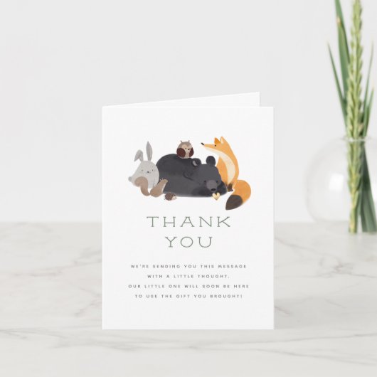Woodland Animals Greenery Baby shower Hartelijk da Bedankkaart (Voorkant)