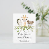 Woodland Animals Greenery Baby shower Invitation Briefkaart (Staand voorkant)