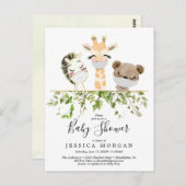 Woodland Animals Greenery Baby shower Invitation Briefkaart (Voorkant / Achterkant)