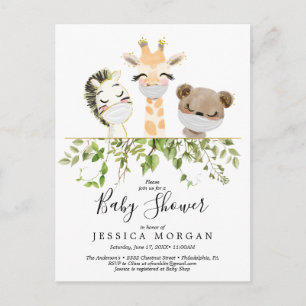 Woodland Animals Greenery Baby shower Invitation Briefkaart