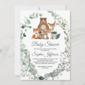 Woodland Animals Greenery Baby shower Invitation Kaart (Voorkant)