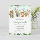 Woodland Animals Greenery Baby shower Invitation Kaart (Staand voorkant)