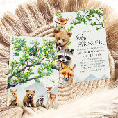 Woodland Animals Greenery Baby Shower Invitation Kaart