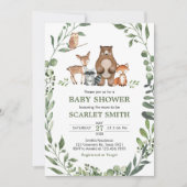 Woodland Animals Greenery Baby Shower  Kaart (Voorkant)