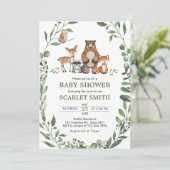 Woodland Animals Greenery Baby Shower  Kaart (Staand voorkant)