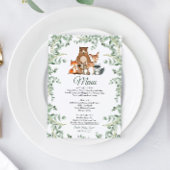 Woodland Animals Greenery Baby shower Menu