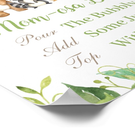 Woodland Animals Greenery Baby shower Momosa Bar Poster (Hoek)