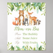 Woodland Animals Greenery Baby shower Momosa Bar Poster (Voorkant)